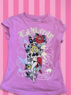 bedazzled ed hardy shirt y2k